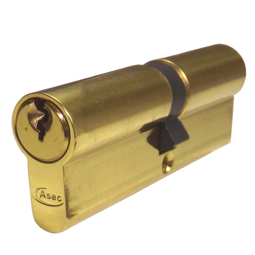 ASEC 5-Pin Euro Double Cylinder 90mm 45/45 40/10/40 Keyed To Differ - Polished Brass