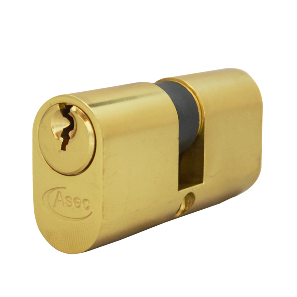 ASEC 5-Pin Oval Double Cylinder 60mm 30/30 25/10/25 Keyed To Differ - Polished Brass