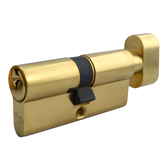 ASEC 5-Pin Euro Key & Turn Cylinder 60mm 30/T30 25/10/T25 Keyed To Differ - Polished Brass
