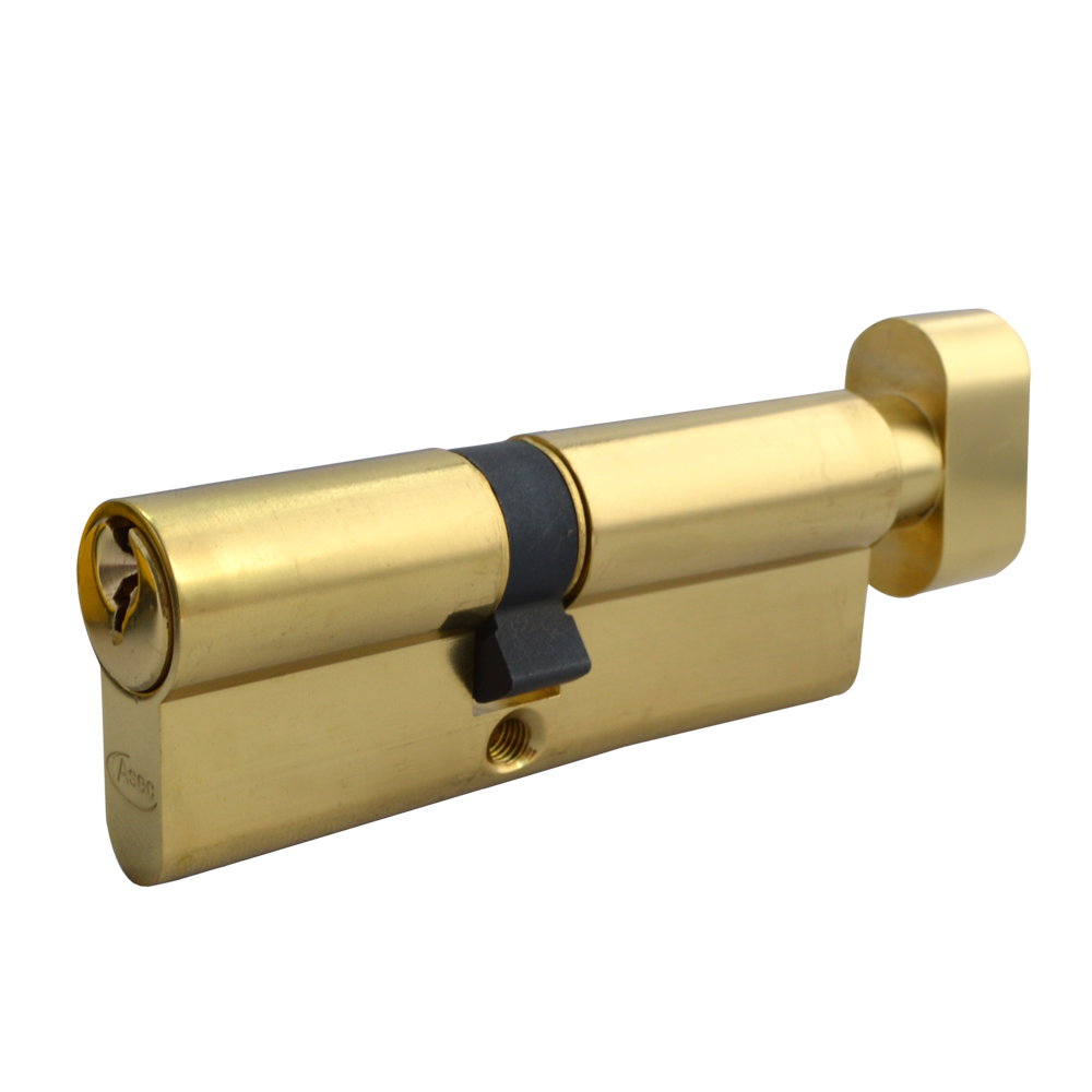 ASEC 5-Pin Euro Key & Turn Cylinder 100mm 40/T60 35/10/T55 Keyed To Differ - Polished Brass