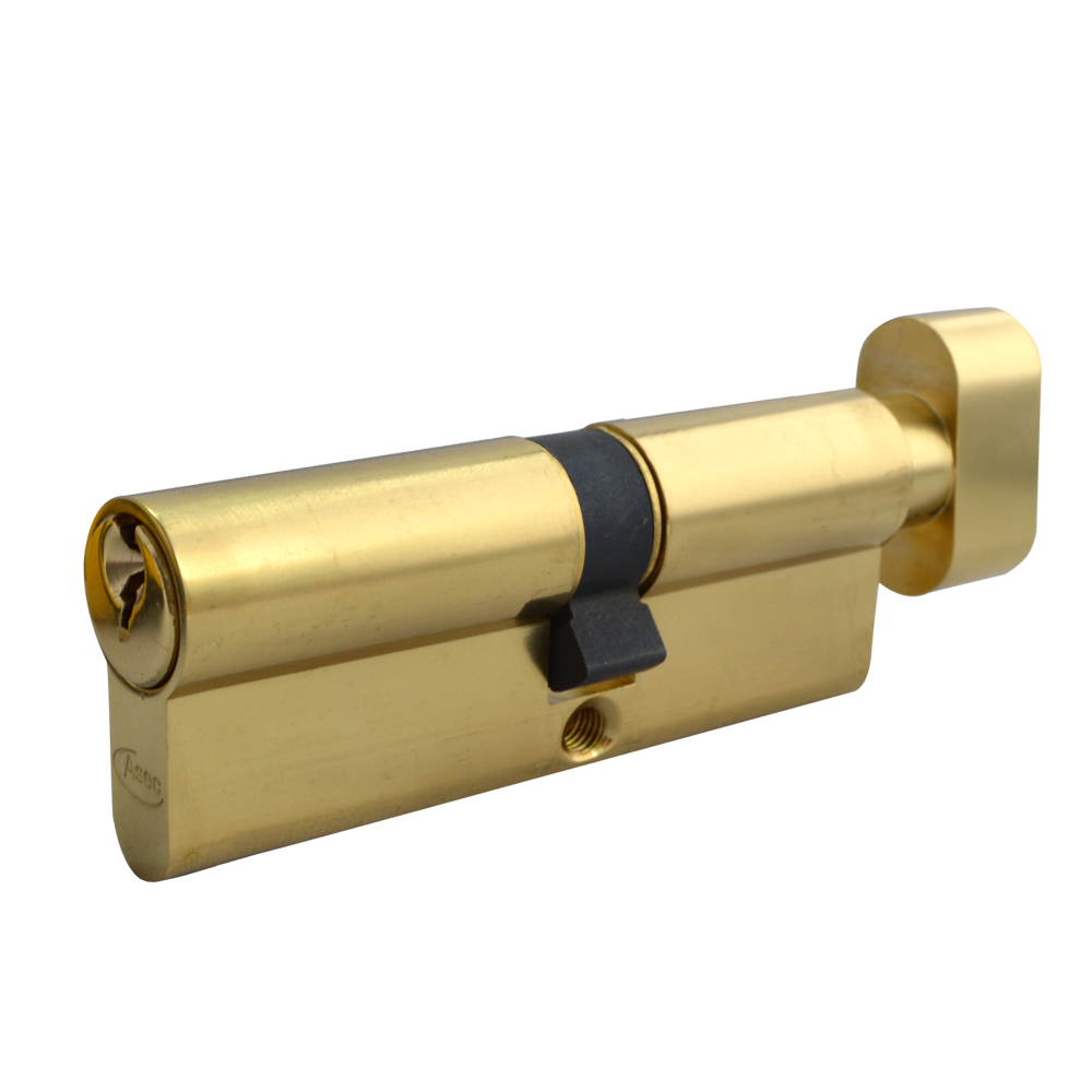 ASEC 5-Pin Euro Key & Turn Cylinder 100mm 60/T40 55/10/T35 Keyed To Differ - Polished Brass