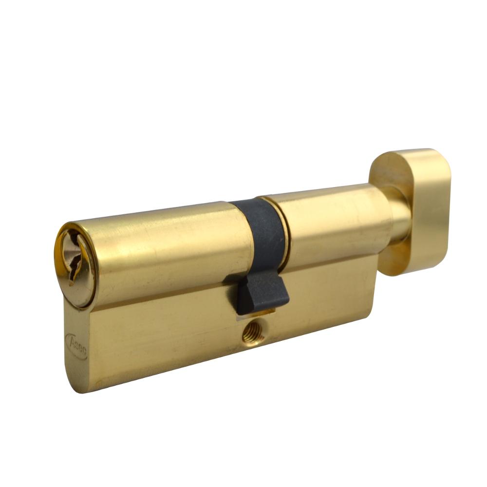 ASEC 5-Pin Euro Key & Turn Cylinder 80mm 45/T35 40/10/T30 Keyed To Differ - Polished Brass