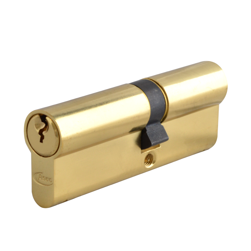 ASEC 6-Pin Euro Double Cylinder 80mm 35/45 30/10/40 Keyed To Differ - Polished Brass