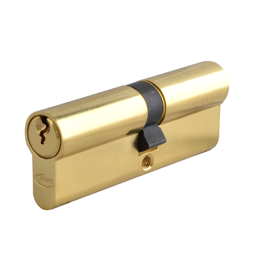 ASEC 6-Pin Euro Double Cylinder 80mm 40/40 35/10/35 Keyed To Differ - Polished Brass