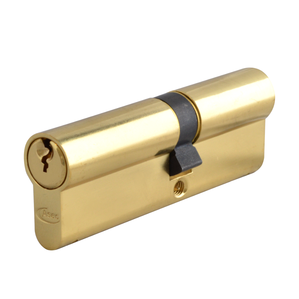 ASEC 6-Pin Euro Double Cylinder 90mm 40/50 35/10/45 Keyed To Differ - Polished Brass