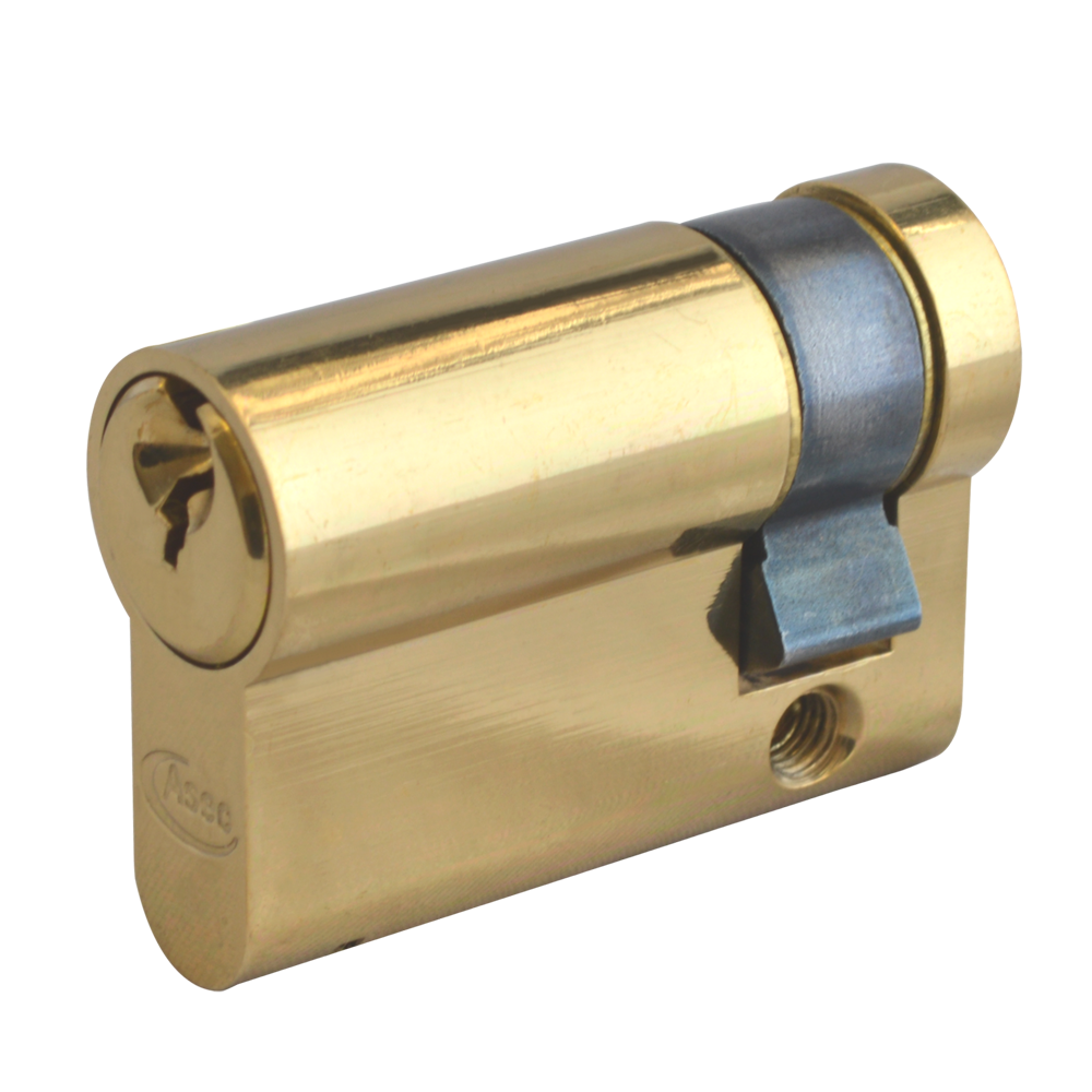 ASEC 6-Pin Euro Half Cylinder 45mm 35/10 Keyed To Differ - Polished Brass