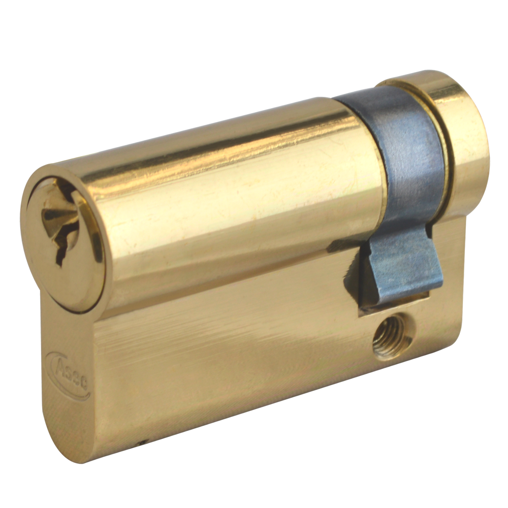 ASEC 6-Pin Euro Half Cylinder 50mm 40/10 Keyed To Differ - Polished Brass