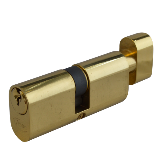 ASEC 6-Pin Oval Key & Turn Cylinder 70mm 35/T35 30/10/T30 Keyed To Differ - Polished Brass