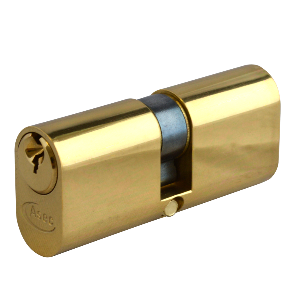 ASEC 6-Pin Oval Double Cylinder 70mm 35/35 30/10/30 Keyed To Differ - Polished Brass