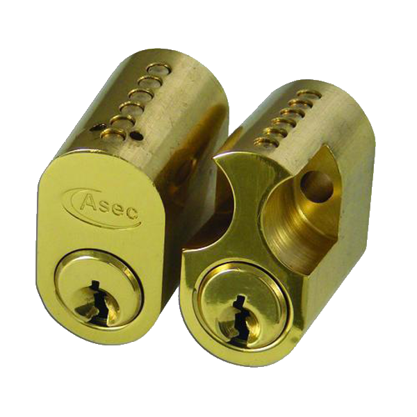 ASEC 6-Pin Scandinavian Oval External Internal Cylinder Keyed To Differ - Polished Brass