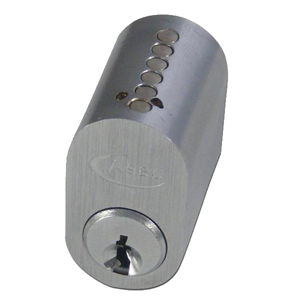 ASEC 6-Pin Scandinavian Oval External Cylinder Keyed To Differ - Satin Chrome