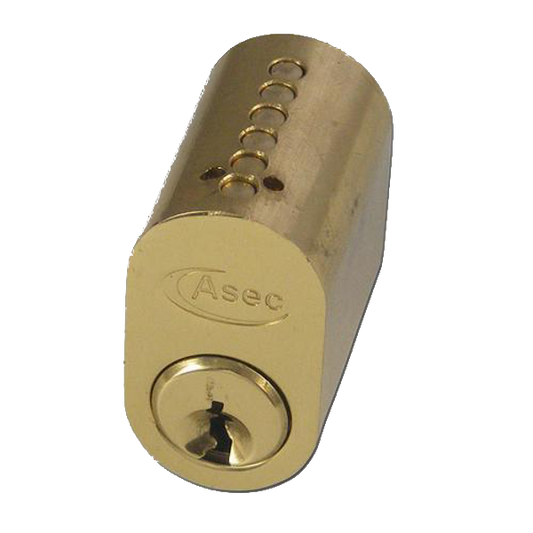 ASEC 6-Pin Scandinavian Oval External Cylinder Keyed To Differ - Polished Brass