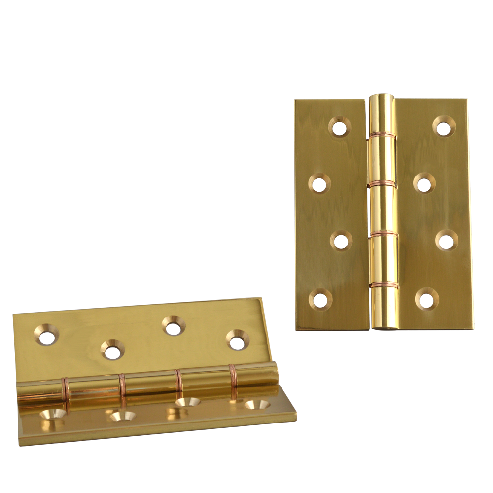 ASEC Double Steel Washer Hinge 102mm X 75mm X 4mm - Polished Brass
