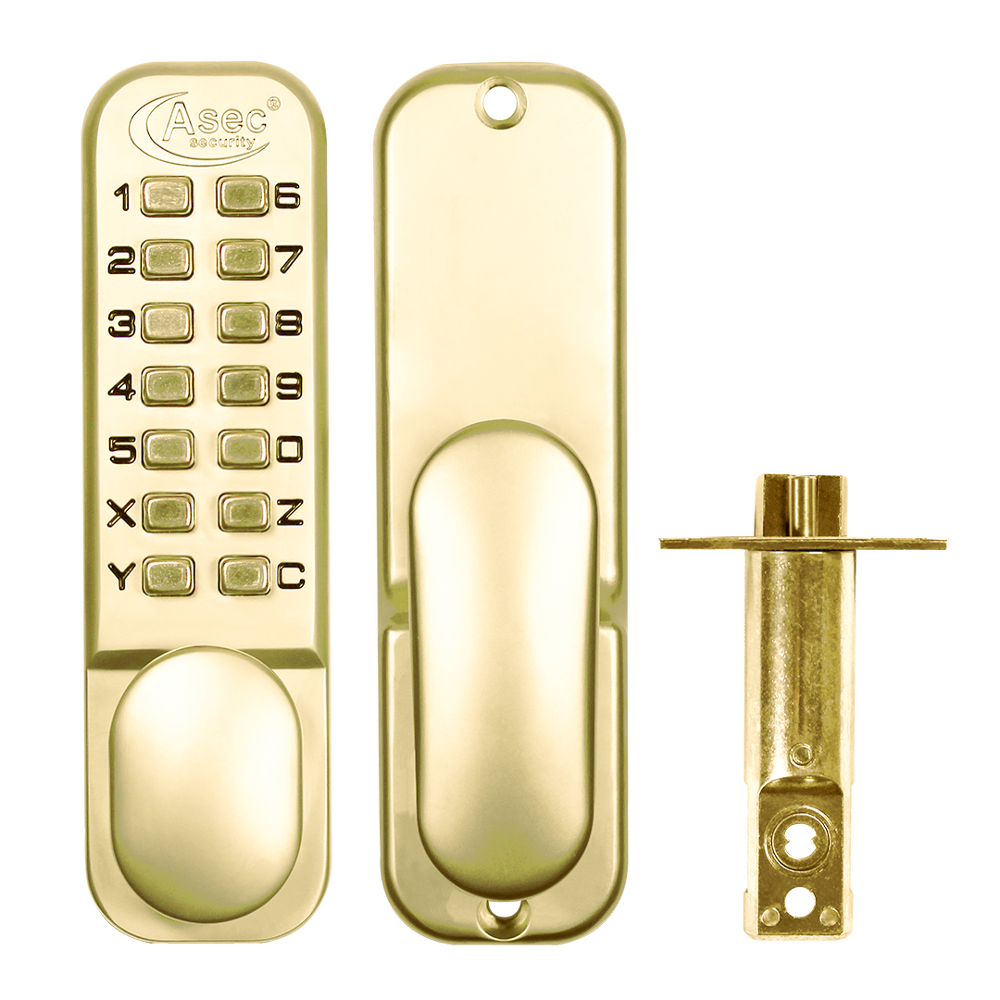 ASEC AS2300 Series Digital Lock With Optional Holdback Polished Brass
