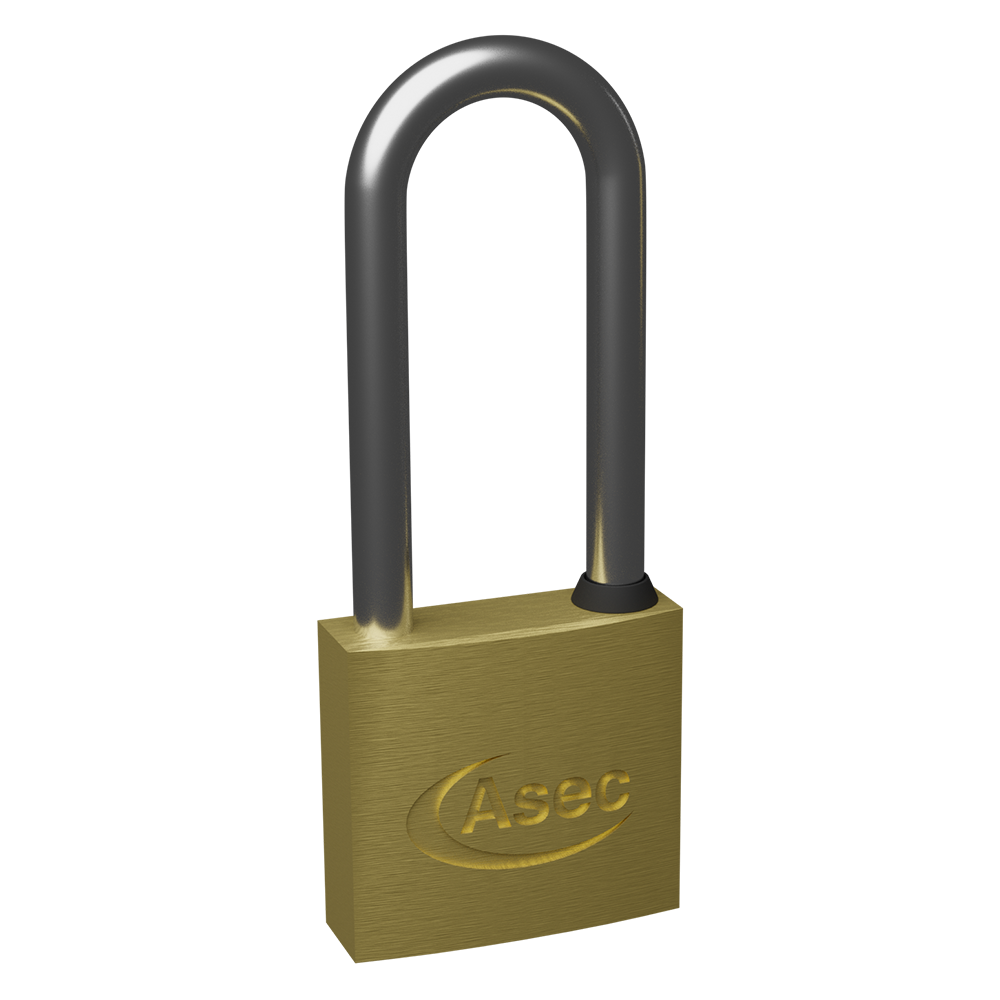ASEC KD Long Shackle Brass Padlock 30mm Keyed To Differ Pro
