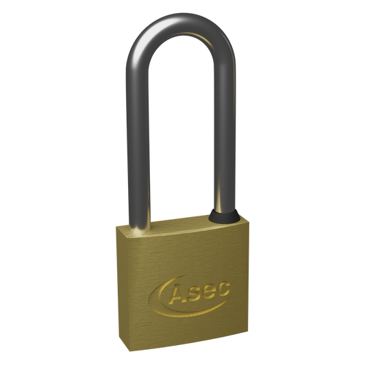 ASEC KD Long Shackle Brass Padlock 30mm Keyed To Differ Pro