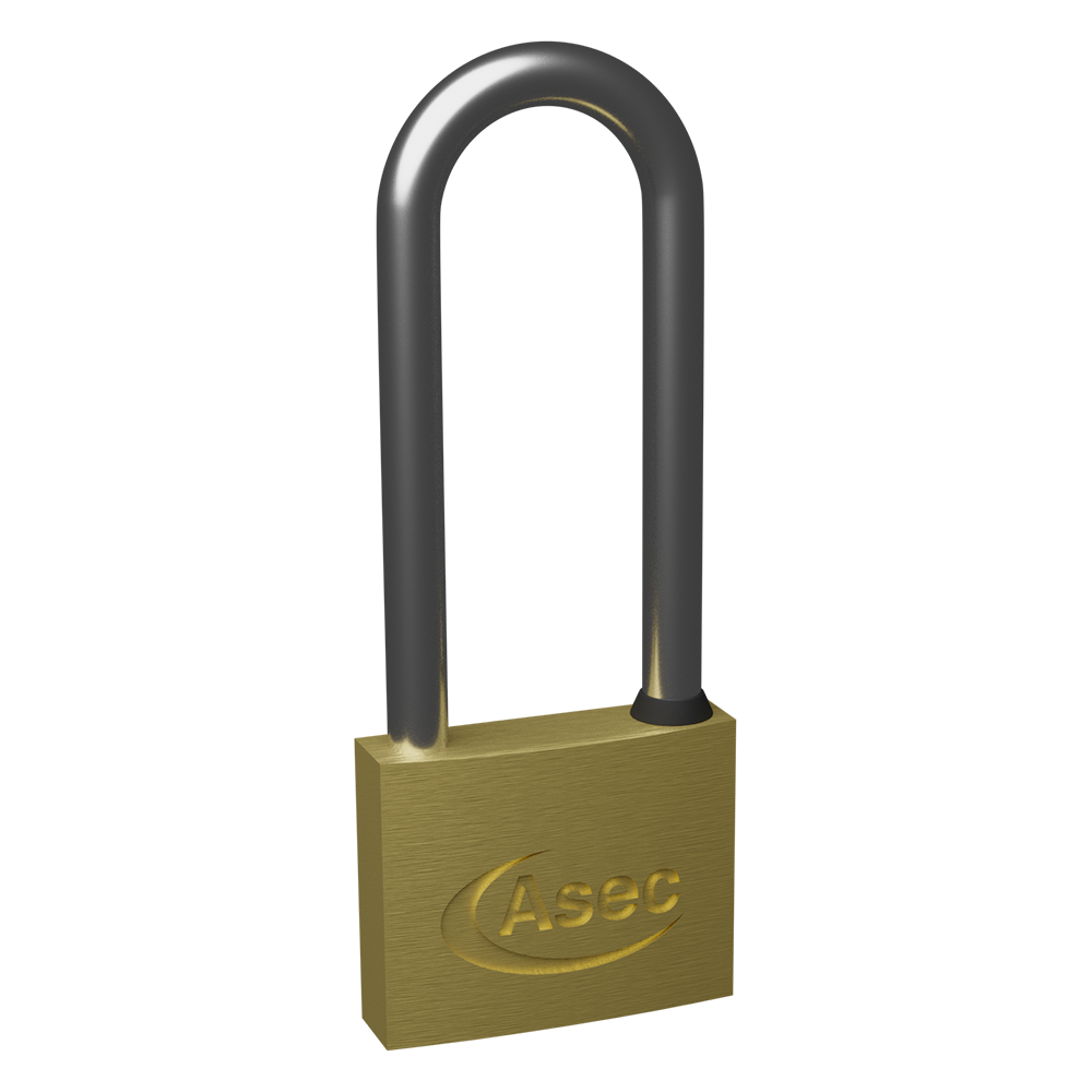 ASEC KD Long Shackle Brass Padlock 50mm Keyed To Differ Pro