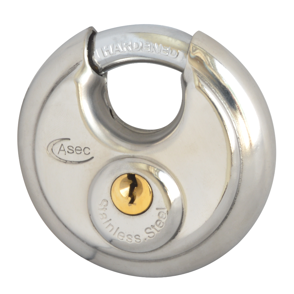 ASEC Discus Padlock Keyed To Differ Pro - Chrome Plated