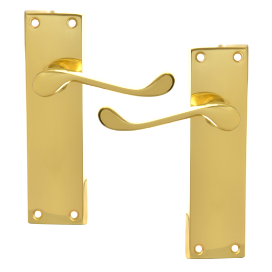 ASEC Victorian Scroll Plate Mounted Lever Furniture Lever Latch Pro - Polished Brass