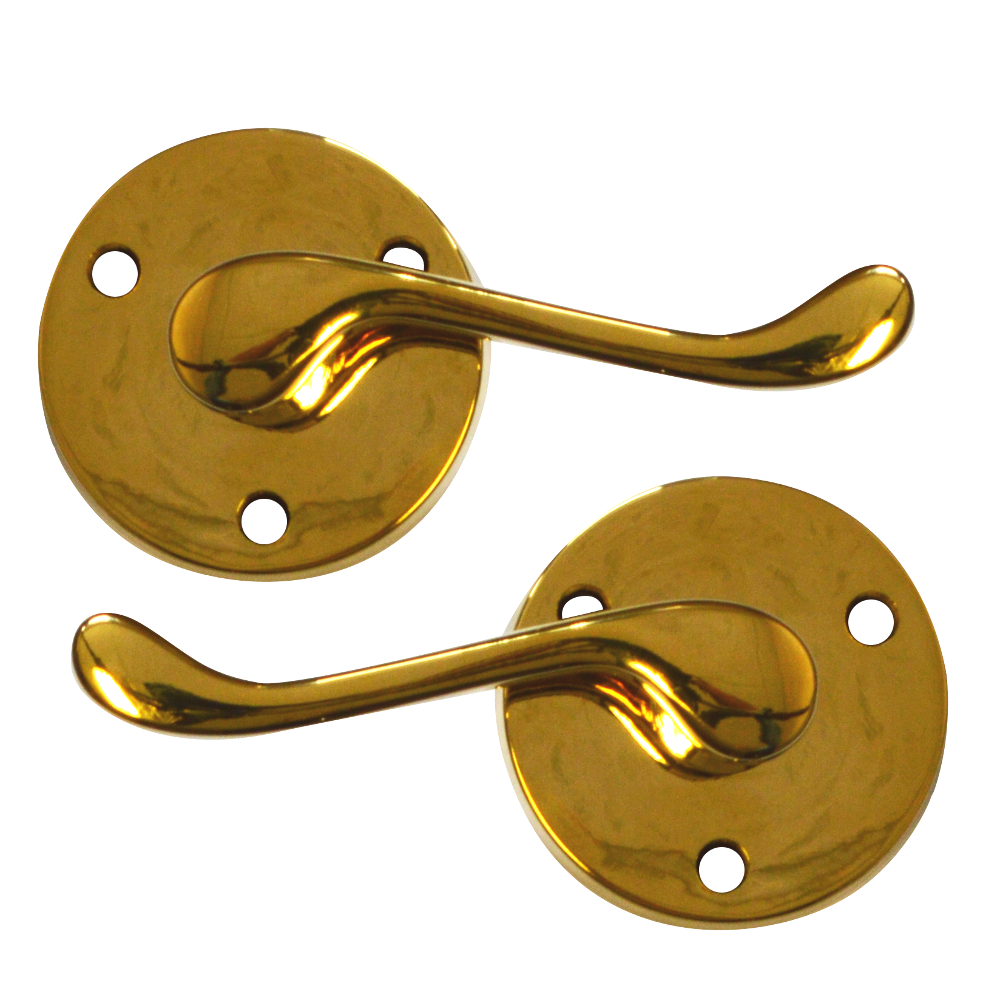 ASEC Victorian Scroll Round Rose Lever Furniture Pro - Polished Brass