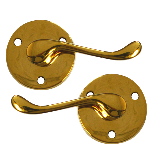 ASEC Victorian Scroll Round Rose Lever Furniture Pro - Polished Brass