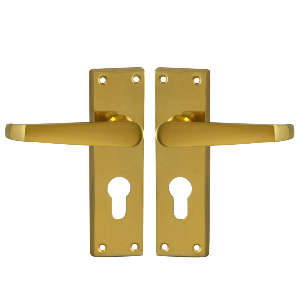 ASEC Victorian Plate Mounted Lever Furniture Euro Lever Lock Pro - Polished Brass