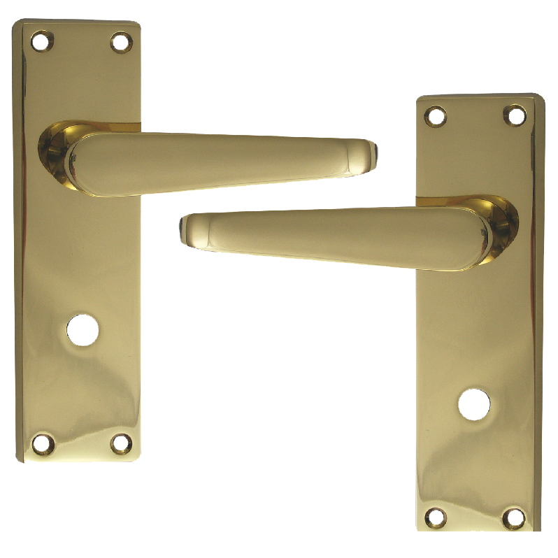 ASEC Victorian Plate Mounted Bathroom Lever Furniture Pro - Polished Brass
