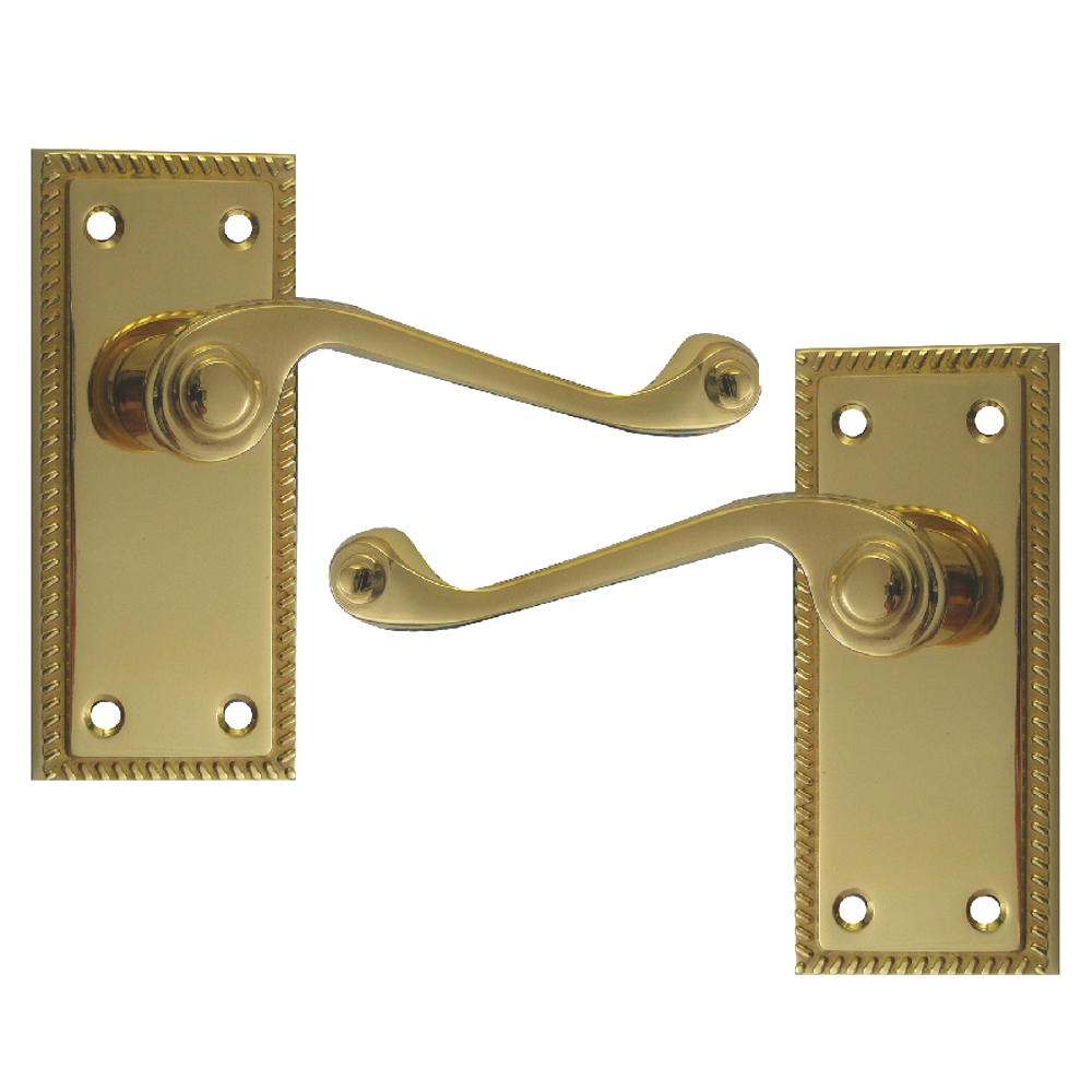 ASEC Georgian Plate Mounted Lever Furniture Lever Latch Pro - Polished Brass