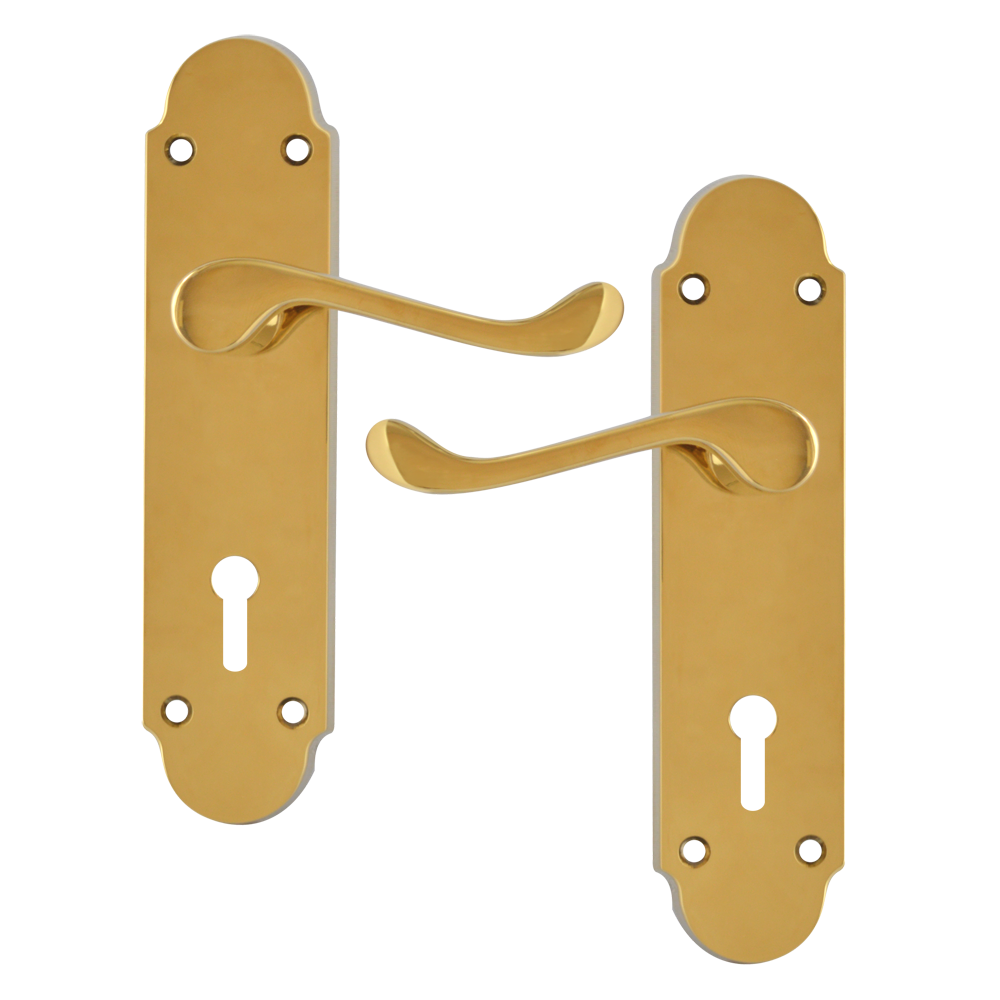 ASEC Oakley Plate Mounted Lever Furniture Lever Lock Pro - Polished Brass