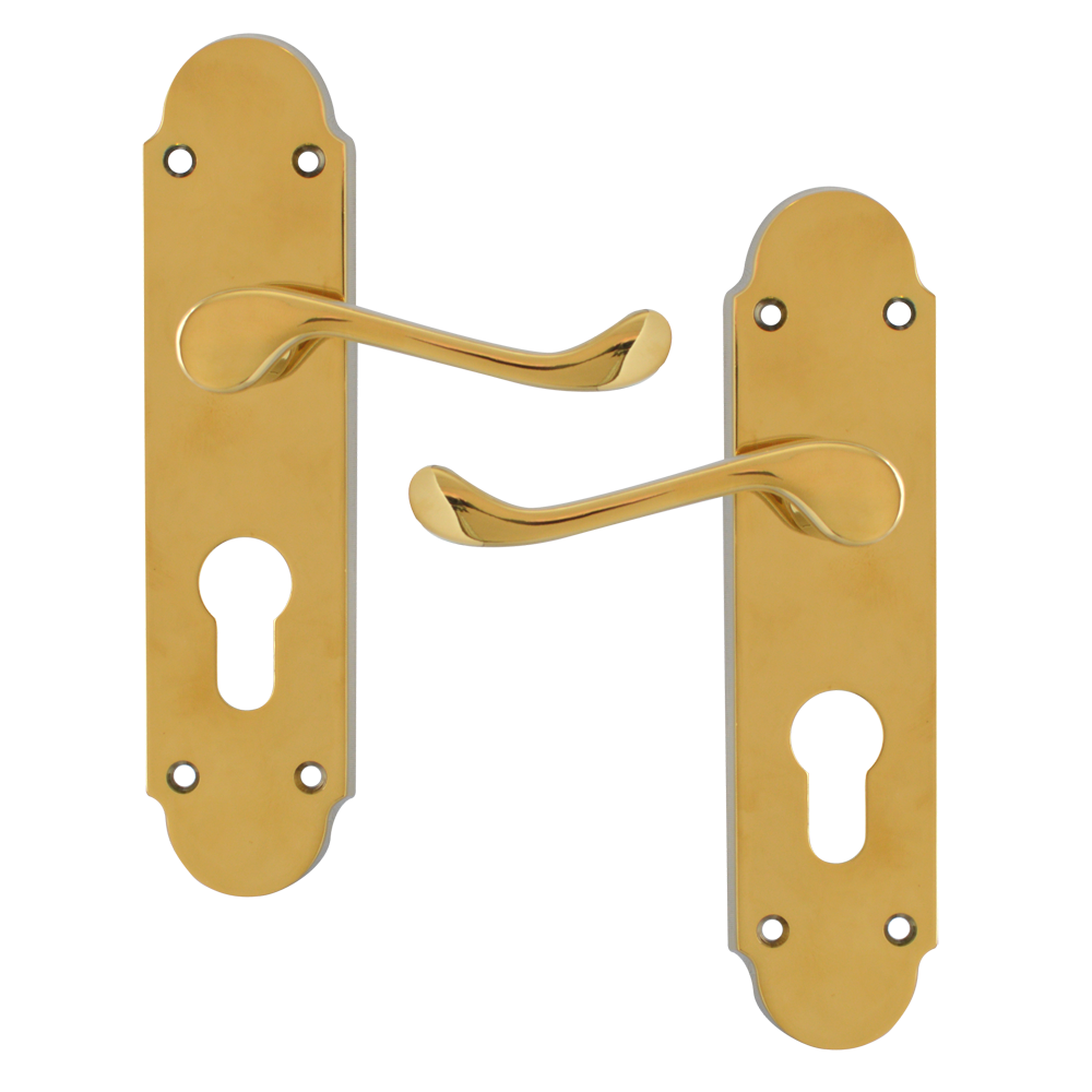 ASEC Oakley Plate Mounted Lever Furniture Euro Lever Lock Pro - Polished Brass
