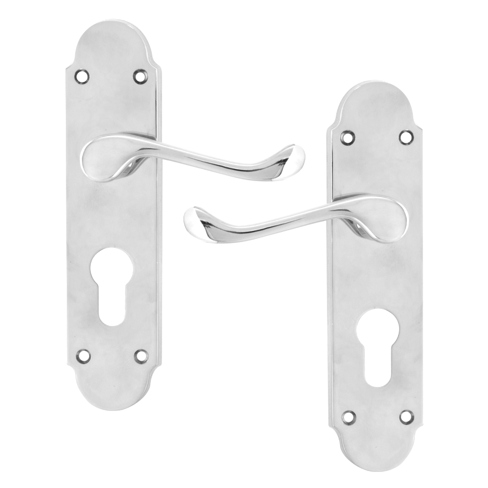 ASEC Oakley Plate Mounted Lever Furniture Euro Lever Lock Pro - Chrome Plated