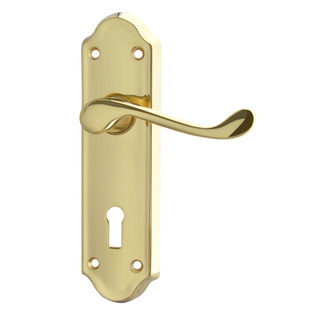 ASEC Ashstead Plate Mounted Lever Furniture Long Plate Lever Lock Pro - Polished Brass