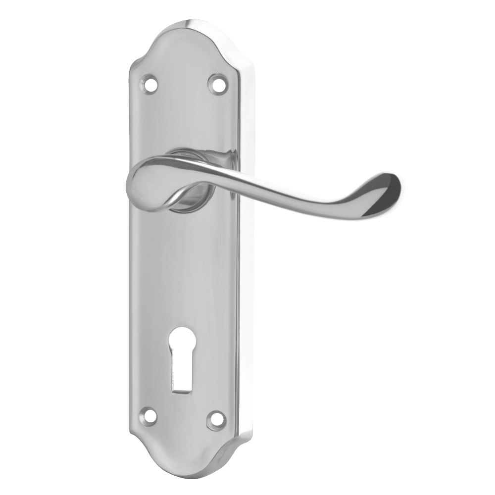 ASEC Ashstead Plate Mounted Lever Furniture Long Plate Lever Lock Pro - Chrome Plated