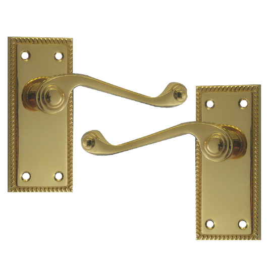 ASEC Georgian Plate Mounted Lever Furniture Lever Latch - Polished Brass