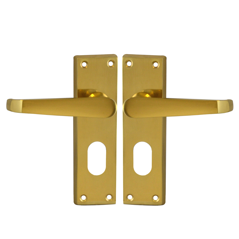 ASEC Victorian Plate Mounted Lever Furniture Oval Lever Lock - Polished Brass