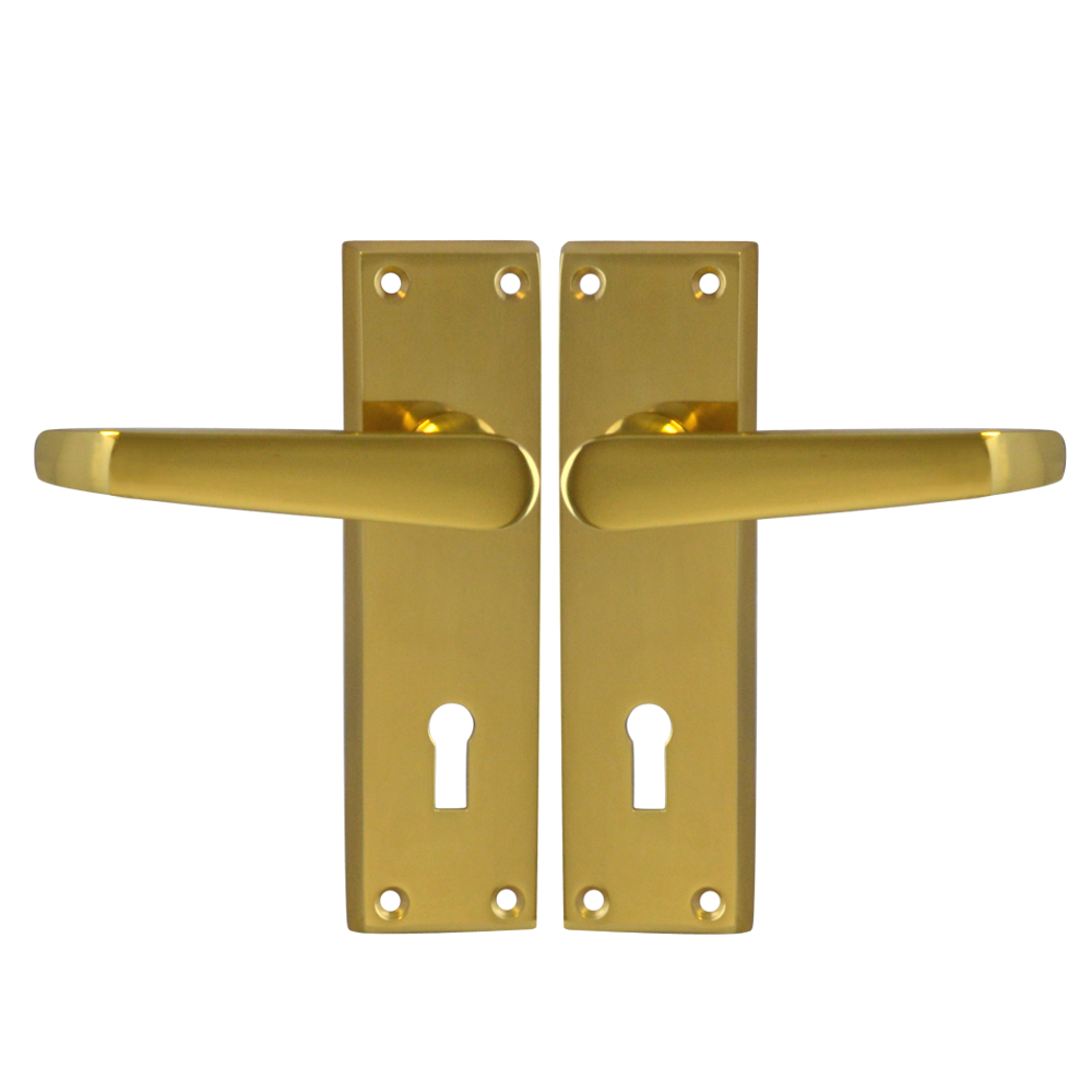ASEC Victorian Plate Mounted Lever Furniture Lever lock - Polished Brass