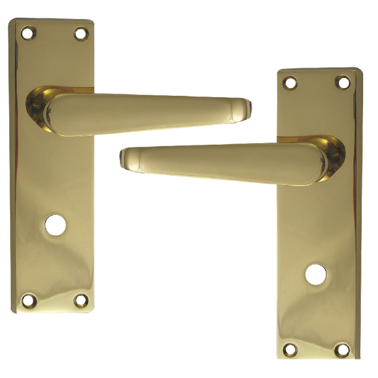 ASEC Victorian Plate Mounted Bathroom Lever Furniture Polished Brass