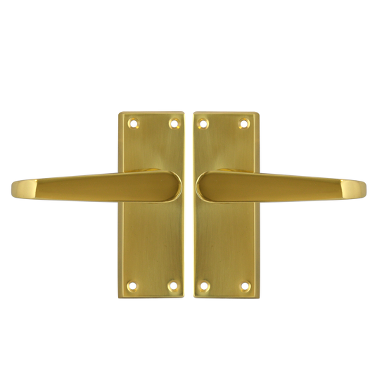 ASEC Victorian Plate Mounted Lever Furniture Lever Latch - Polished Brass