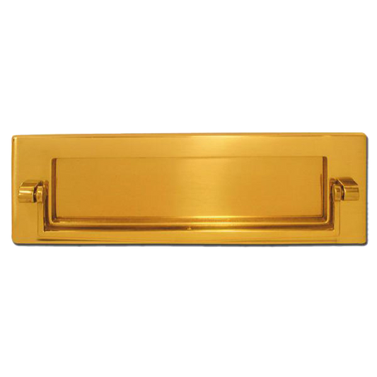 ASEC Victorian Letter Plate With Knocker 254mm - Polished Brass