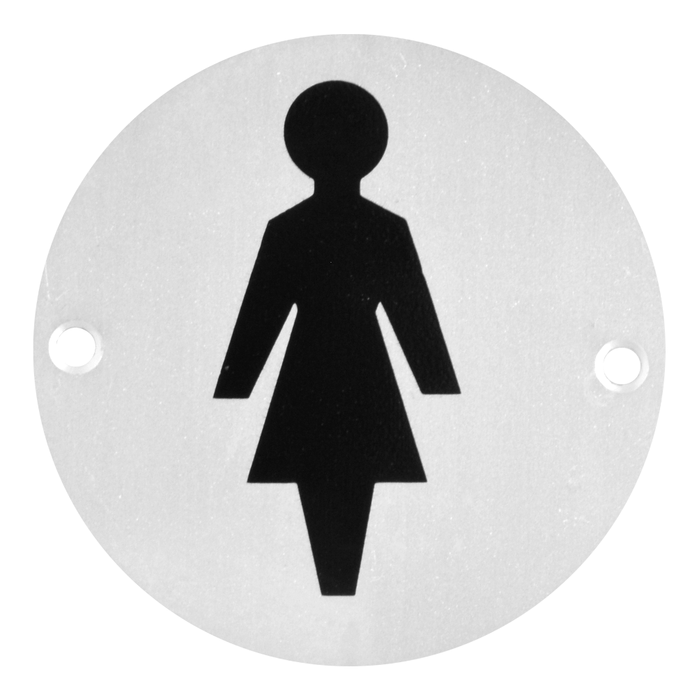 ASEC Aluminium Metal Toilet Door Sign 76mm `Female` - Satin Anodised Aluminium