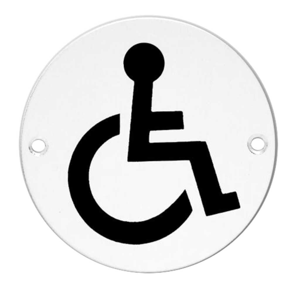 ASEC Aluminium Metal Toilet Door Sign 76mm `Disabled` - Anodised Aluminium