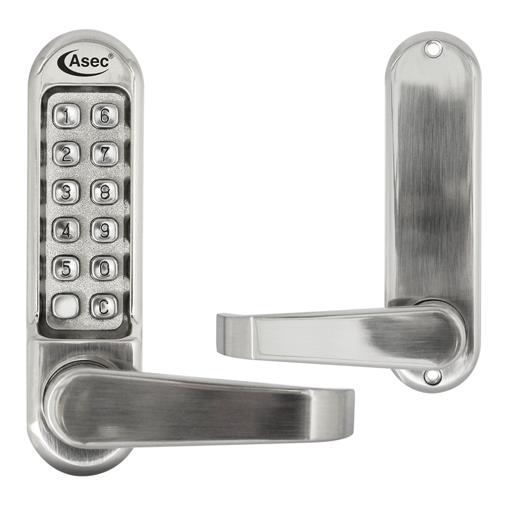 ASEC AS4300 Series Lever Operated Digital Lock No Latch AS4304 - Stainless Steel