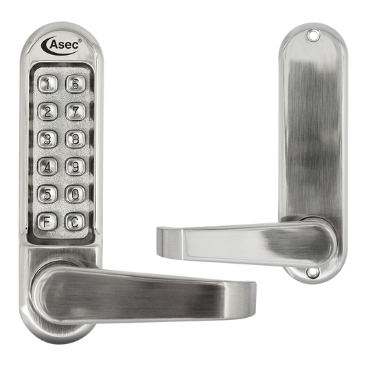 ASEC AS4300 Series Lever Operated Digital Lock No Latch AS4305 Free Passage - Stainless Steel