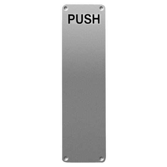 ASEC 75mm Wide Stainless Steel Push Finger Plate 300mm x 75mm `Push` - Stainless Steel