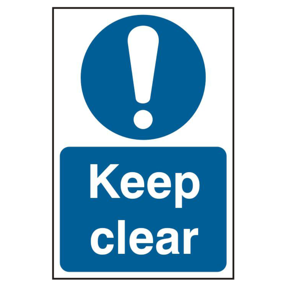 ASEC Keep Clear 200mm x 300mm PVC Self Adhesive Sign 1 Per Sheet - Blue & White