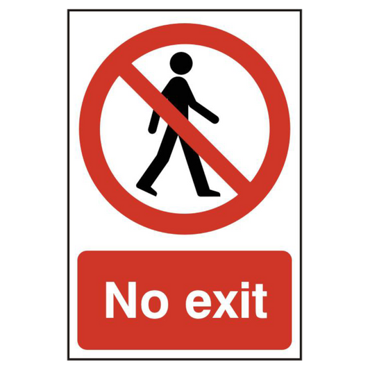 ASEC No Exit 200mm x 300mm PVC Self Adhesive Sign 1 Per Sheet - Red & White