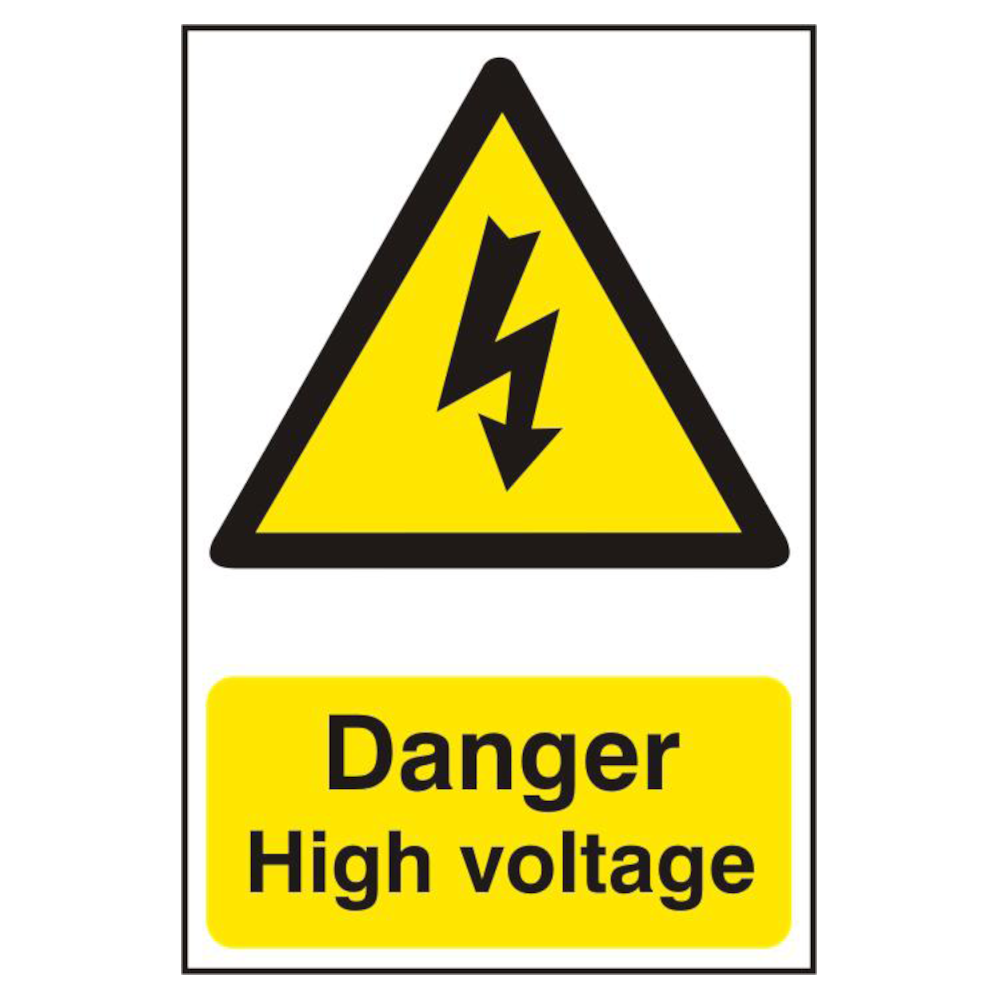 ASEC Danger High Voltage 200mm x 300mm PVC Self Adhesive Sign 1 Per Sheet - White