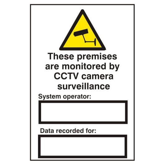 ASEC These Premises Are Monitored By CCTV Surveillance 200mm x 300mm PVC Self Adhesive Sign 1 Per Sheet - White