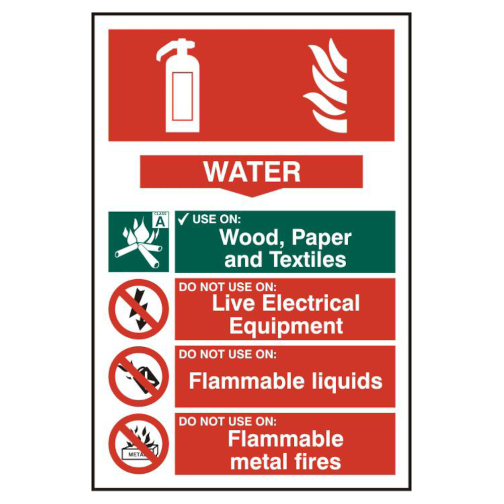 ASEC Fire Extinguisher 200mm x 300mm PVC Self Adhesive Sign Water