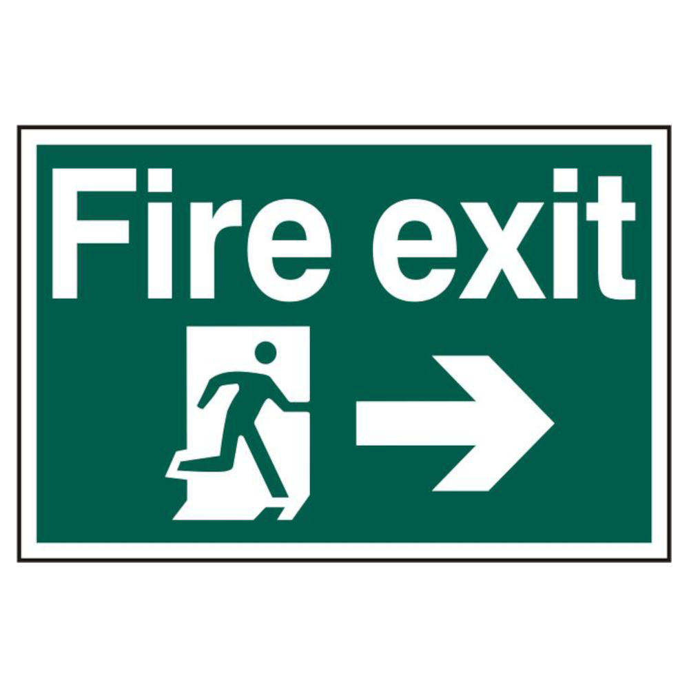 ASEC Fire Exit 200mm x 300mm PVC Self Adhesive Sign Right - Green